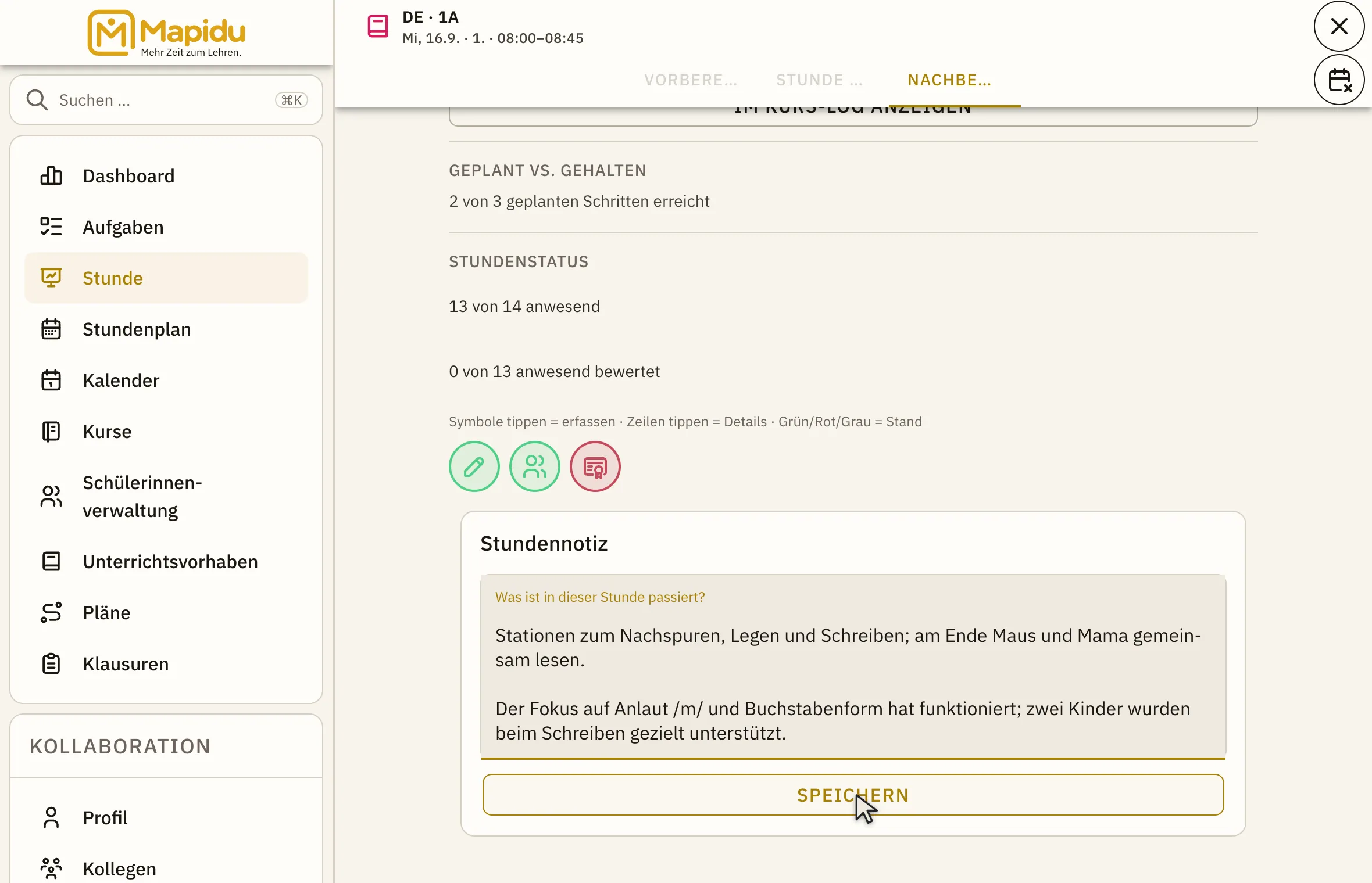 Der Plan und die Realität