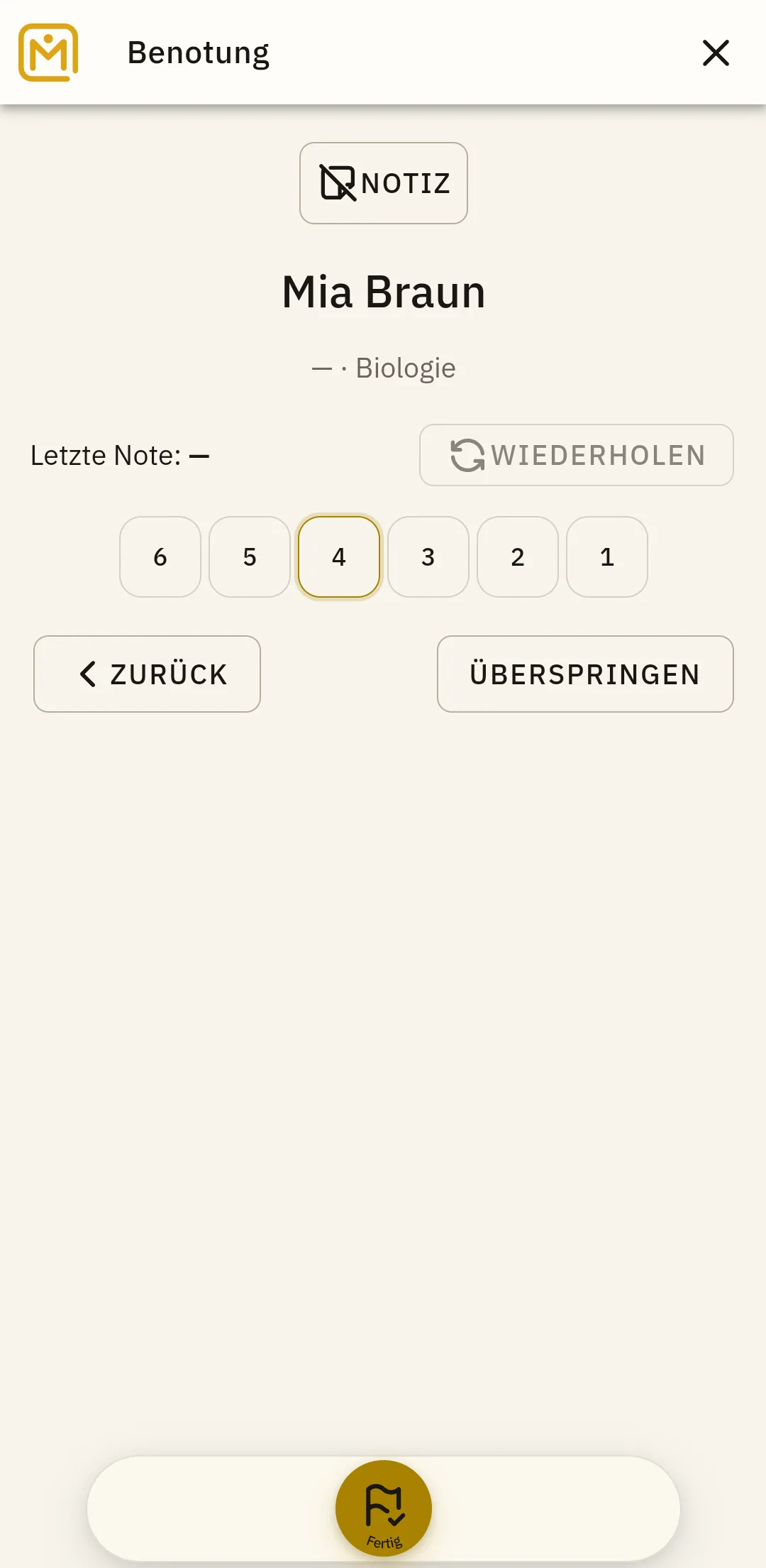 Bewertung Schritt für Schritt erfassen